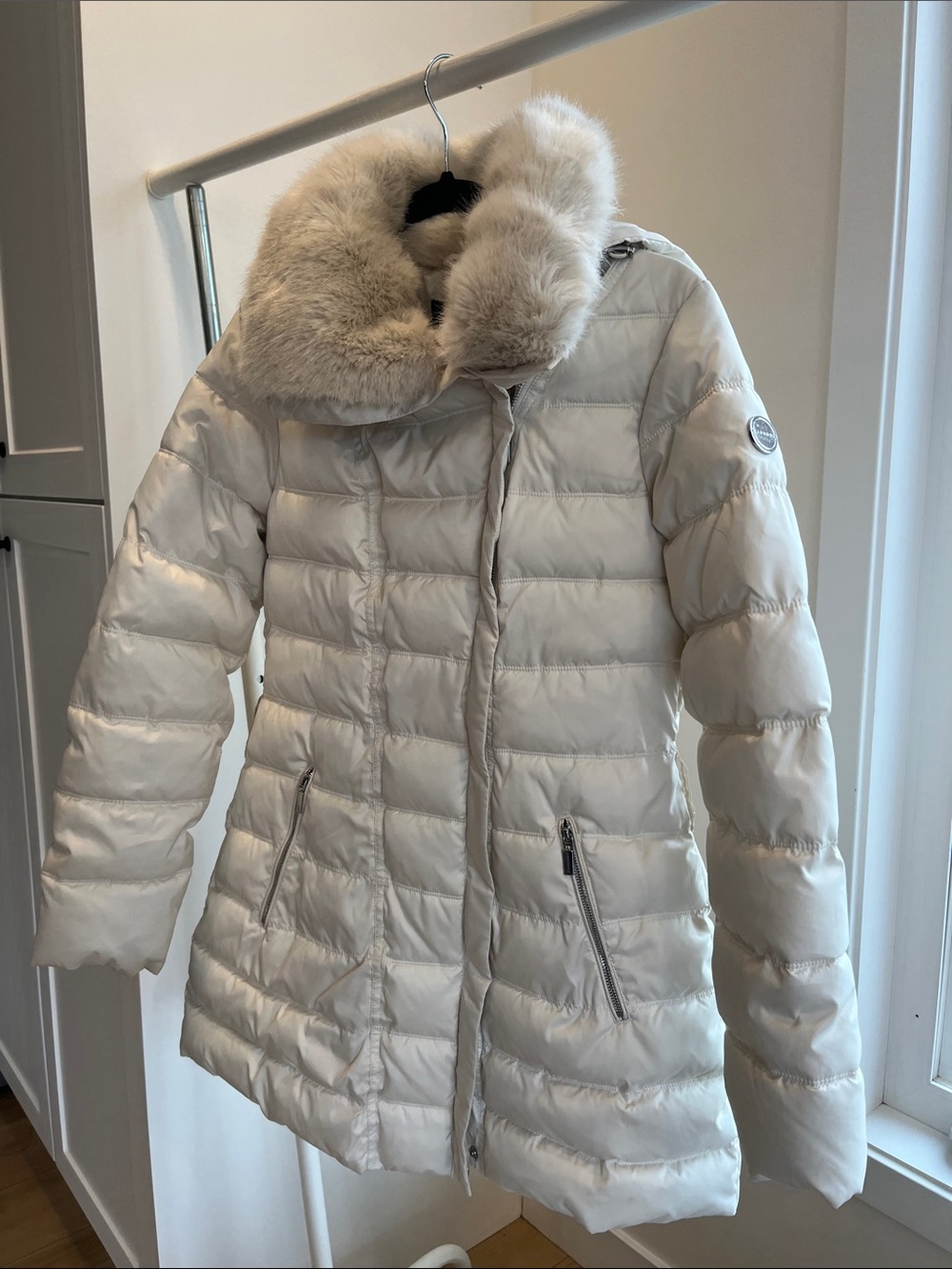Cream Quilted Puffer Coat Laundry By Shelli Segal